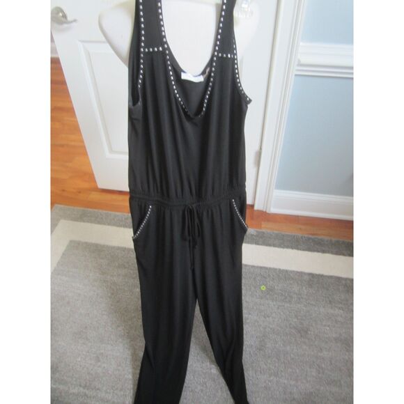 CALVIN KLEIN SLEEVELESS BLACK JUMPSUIT WITH STUDDED TRIM SIZE 4 - Picture 1 of 5